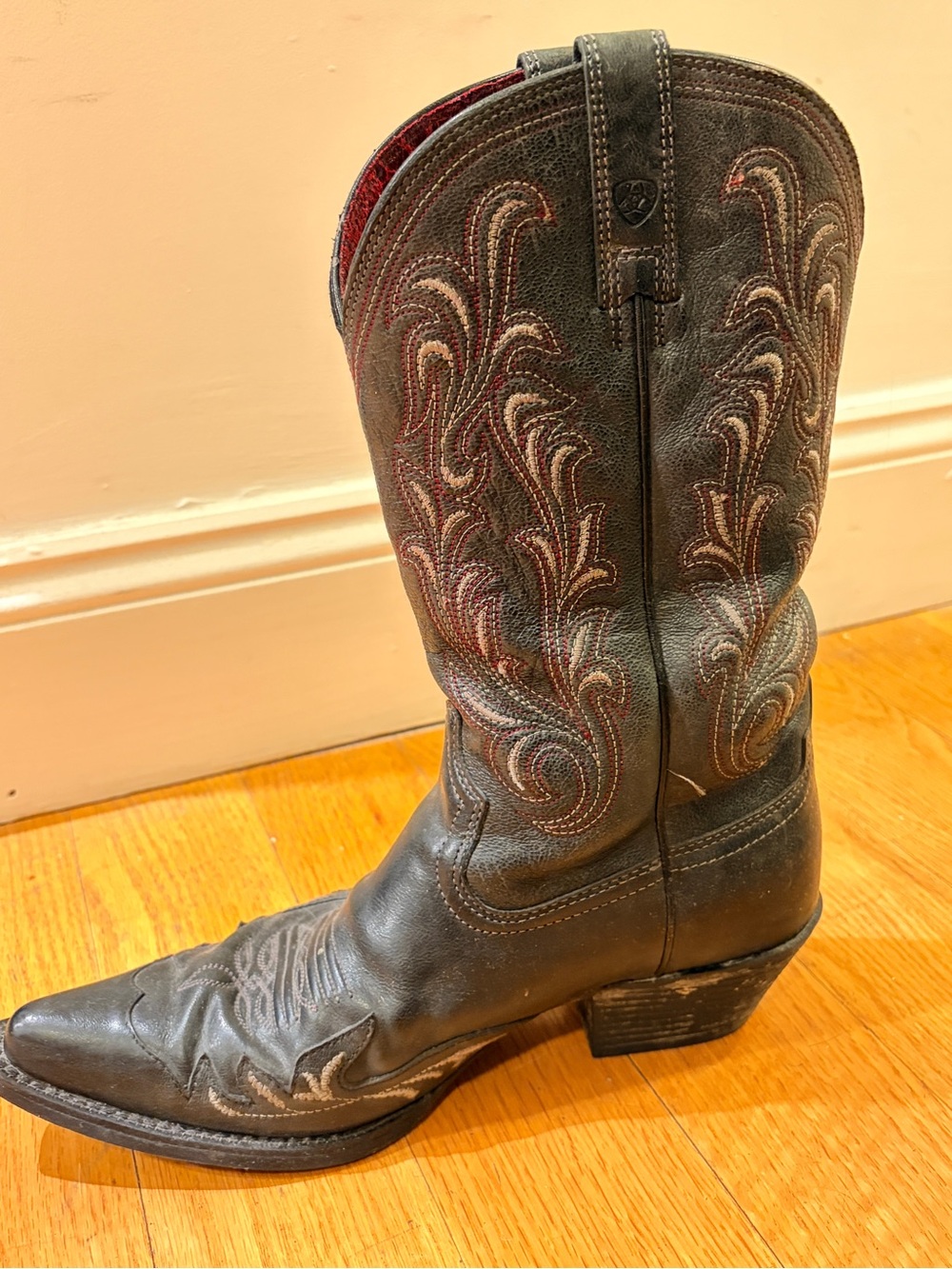 Women’s Dark Brown Leather Ariat Heritage Western J-Toe Wingtip Cowboy Boots - Picture 7 of 16